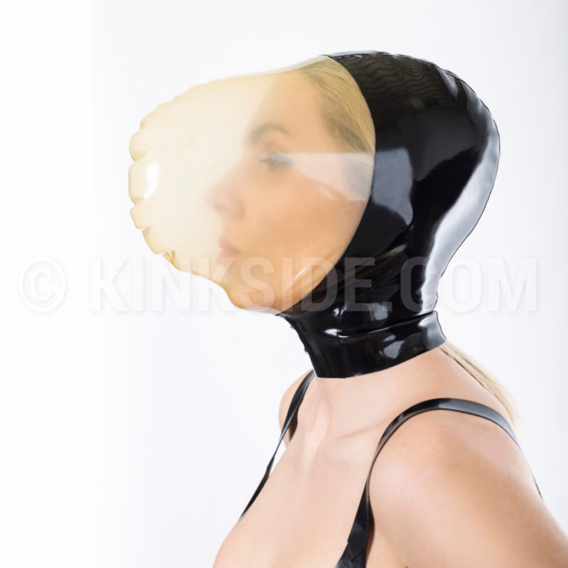 Latex breathplay hood